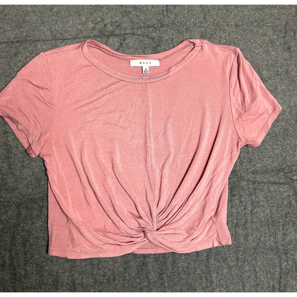Gaze Pink Mauve Crop Tee Shirt Womens Size Medium NWOT